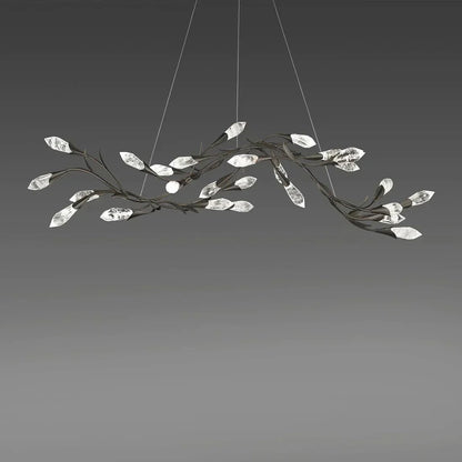 Modern Linear/Round Floral Branches Crystal Chandelier - Zelno Lighting