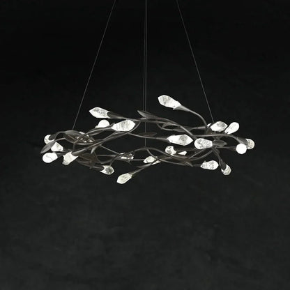 Modern Linear/Round Floral Branches Crystal Chandelier - Zelno Lighting