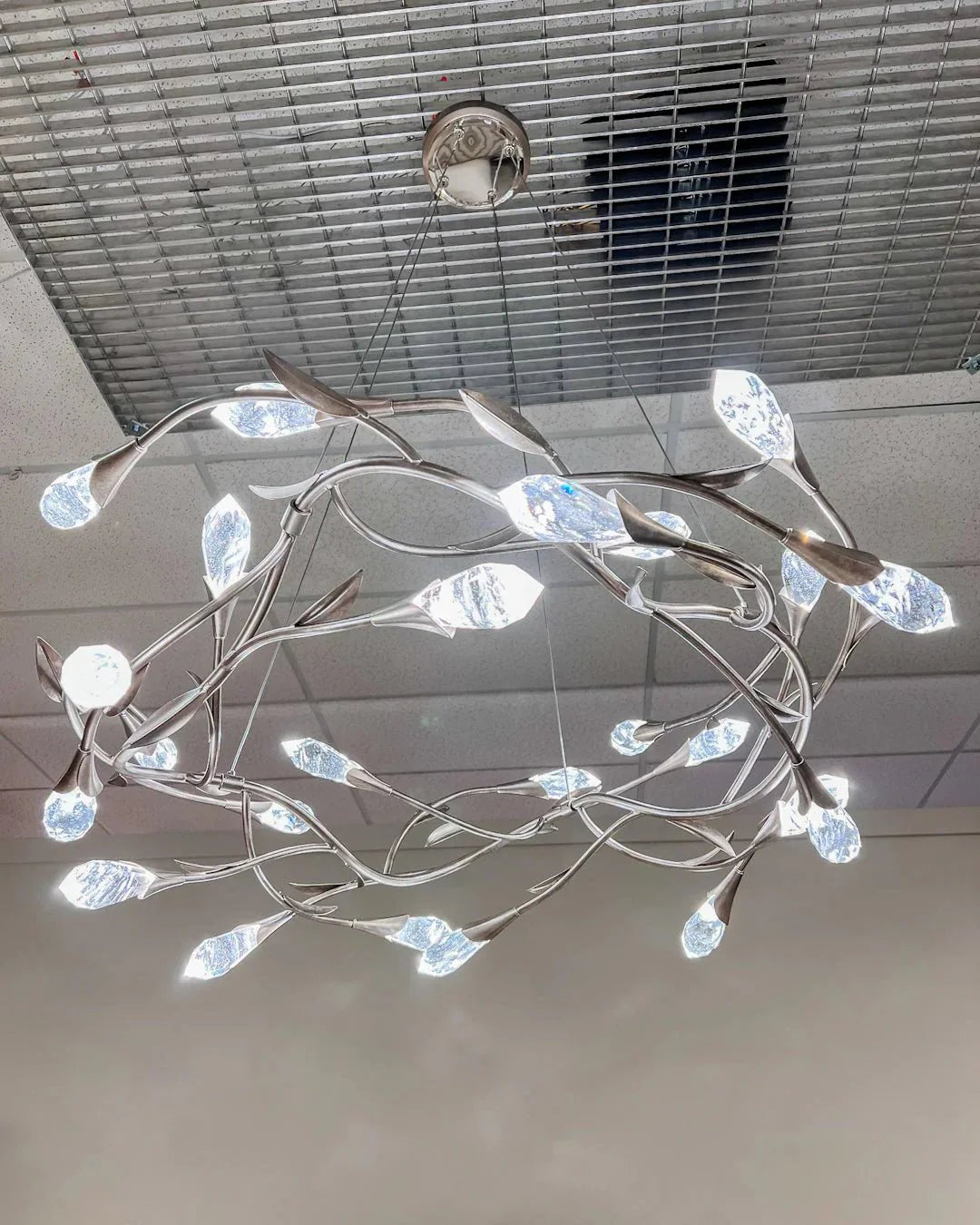 Modern Linear/Round Floral Branches Crystal Chandelier - Zelno Lighting