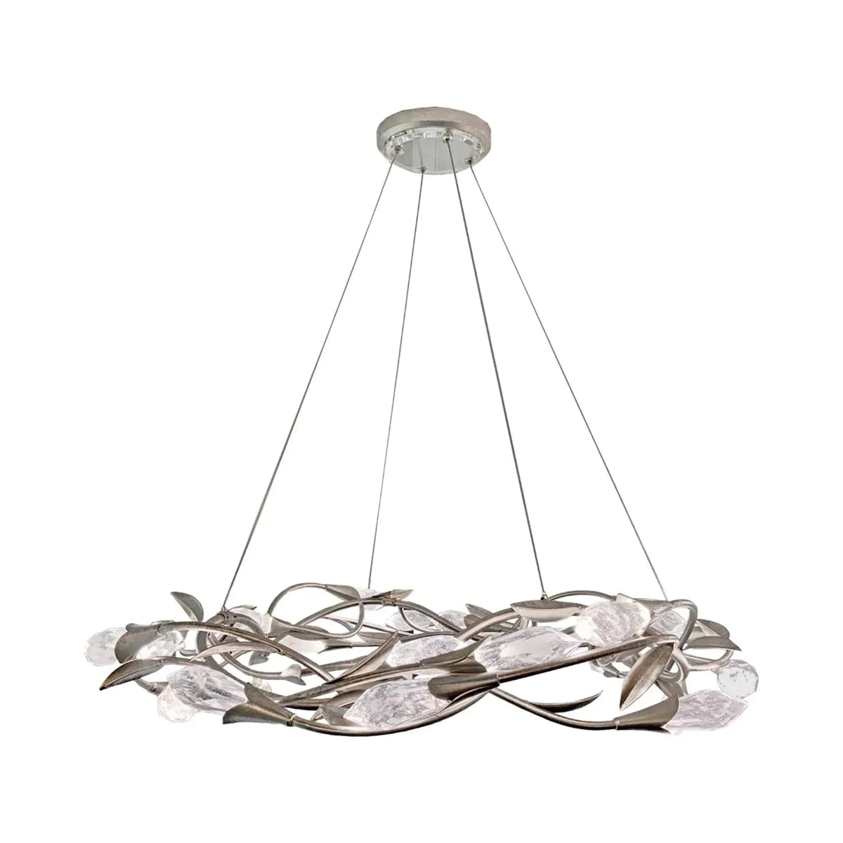 Modern Linear/Round Floral Branches Crystal Chandelier - Zelno Lighting
