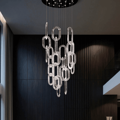 Modern Luxury Crystal Chain Cluster Chandelier for High Ceiling/Dining Room - Zelno Lighting