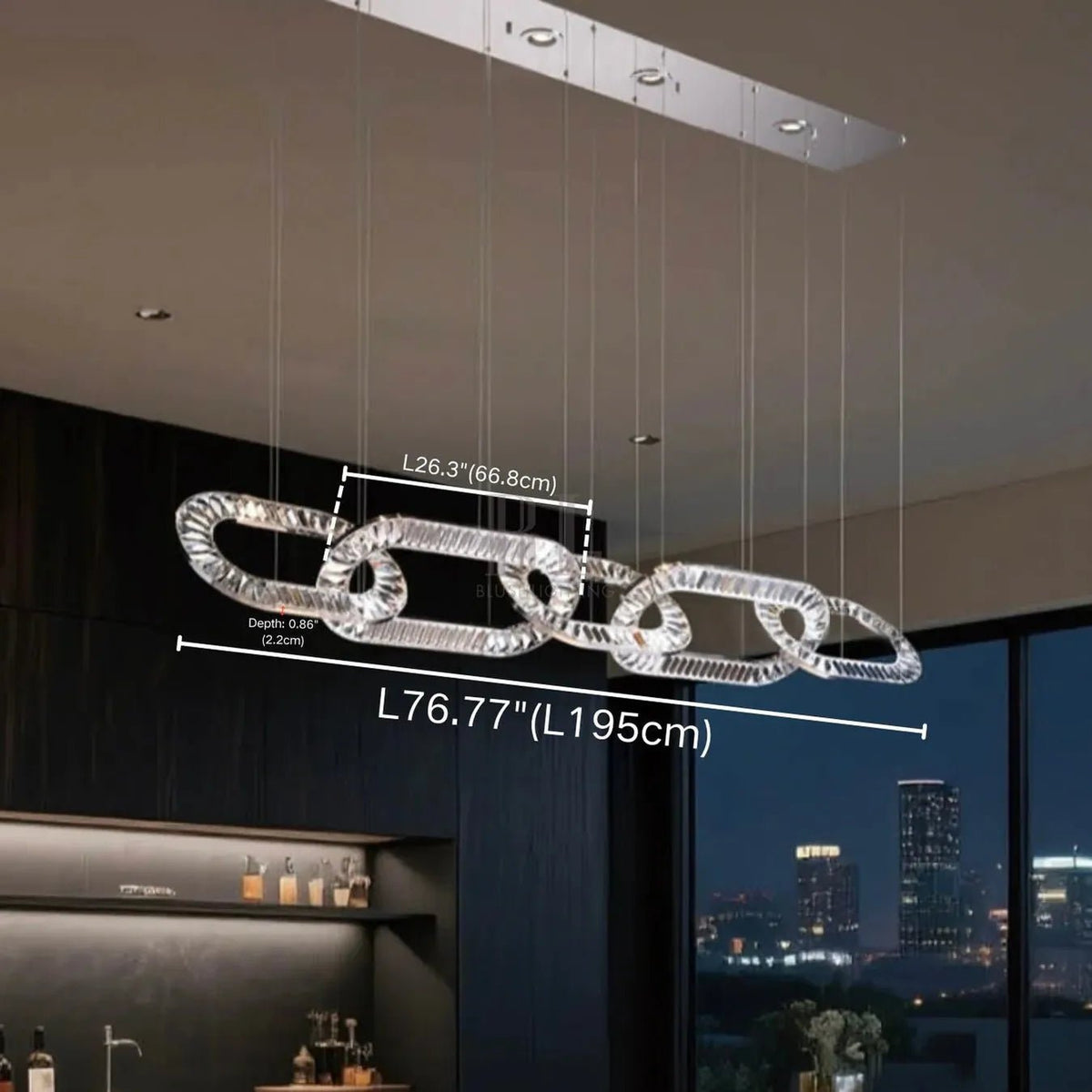 Modern Luxury Crystal Chain Cluster Chandelier for High Ceiling/Dining Room - Zelno Lighting