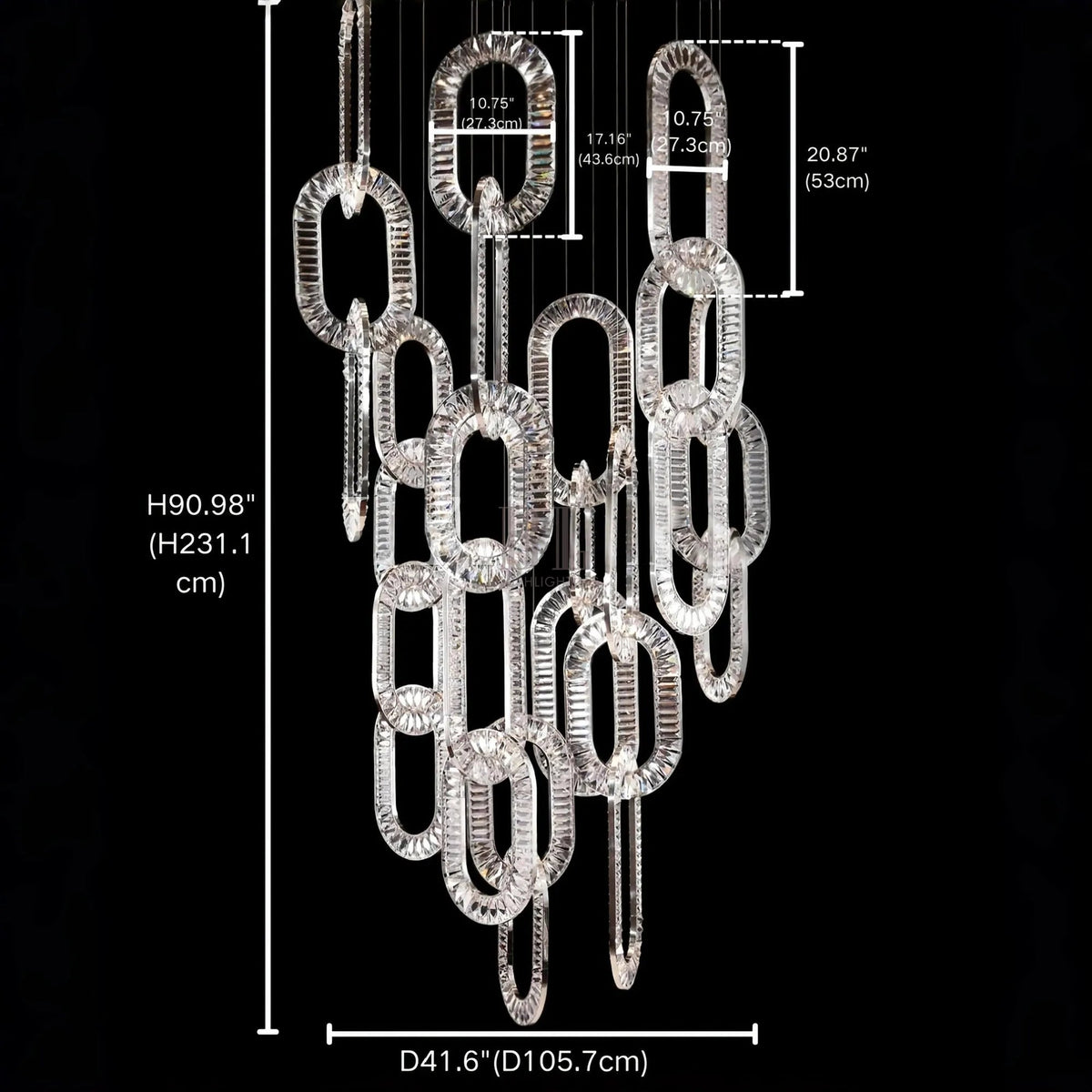 Modern Luxury Crystal Chain Cluster Chandelier for High Ceiling/Dining Room - Zelno Lighting