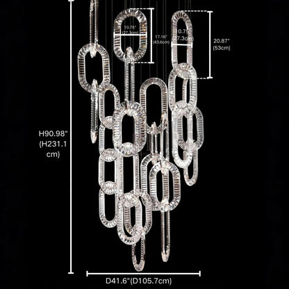 Modern Luxury Crystal Chain Cluster Chandelier for High Ceiling/Dining Room - Zelno Lighting