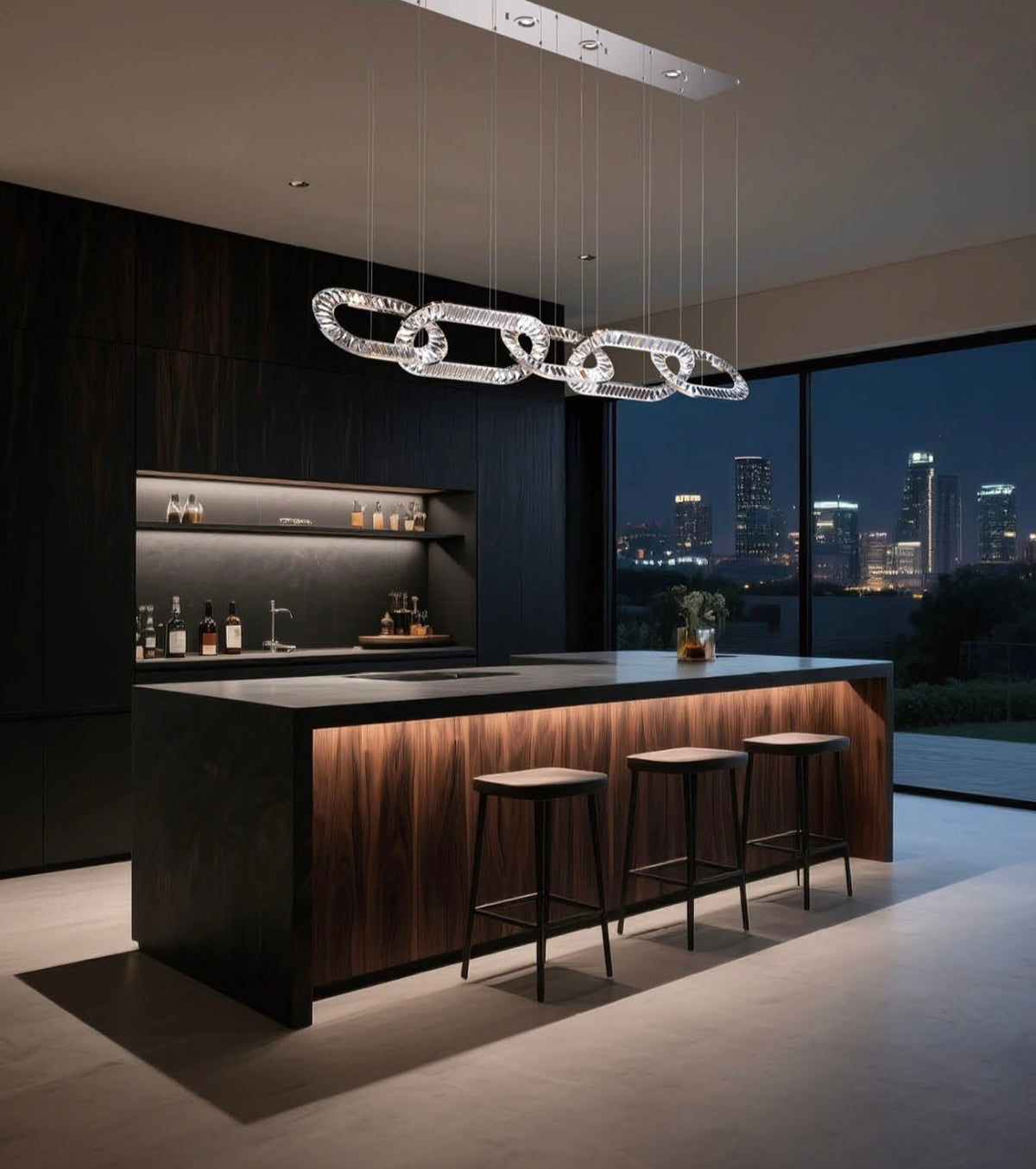 Modern Luxury Crystal Chain Cluster Chandelier for High Ceiling/Dining Room - Zelno Lighting