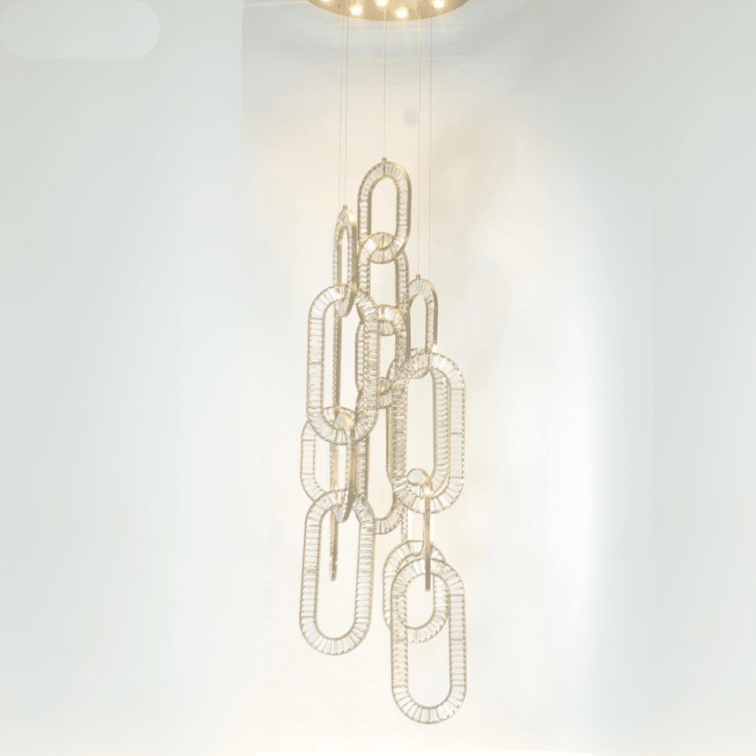 Modern Luxury Crystal Chain Cluster Chandelier for High Ceiling/Dining Room - Zelno Lighting