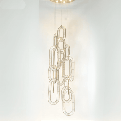Modern Luxury Crystal Chain Cluster Chandelier for High Ceiling/Dining Room - Zelno Lighting