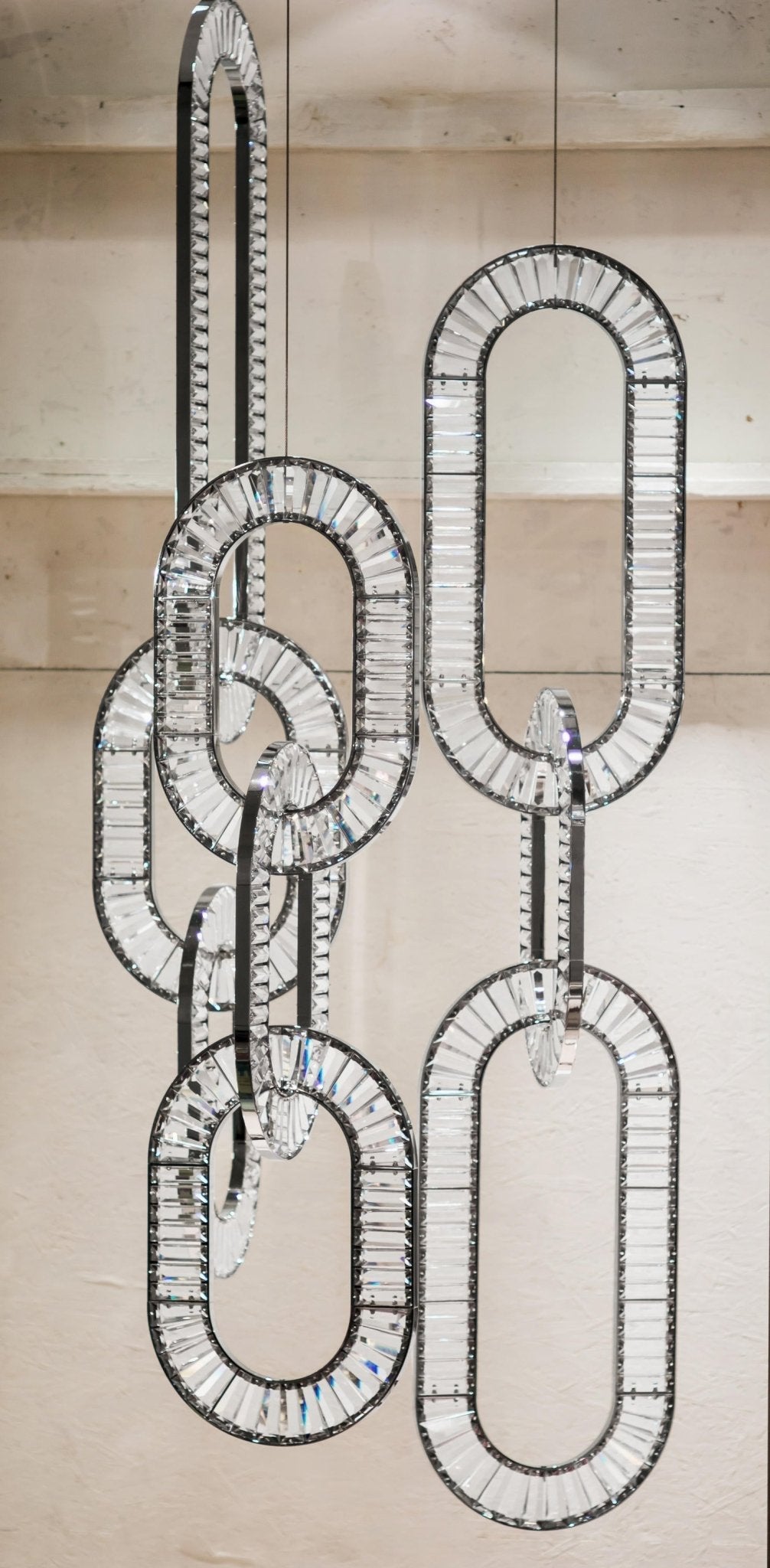 Modern Luxury Crystal Chain Cluster Chandelier for High Ceiling/Dining Room - Zelno Lighting