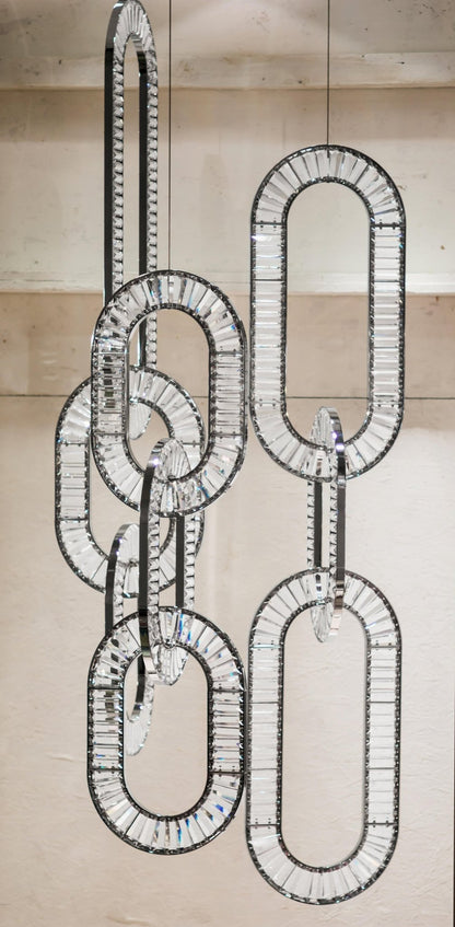 Modern Luxury Crystal Chain Cluster Chandelier for High Ceiling/Dining Room - Zelno Lighting