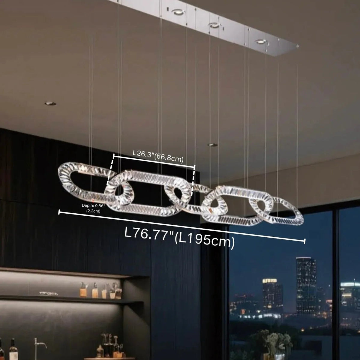 Modern Luxury Crystal Chain Cluster Chandelier for High Ceiling/Dining Room - Zelno Lighting
