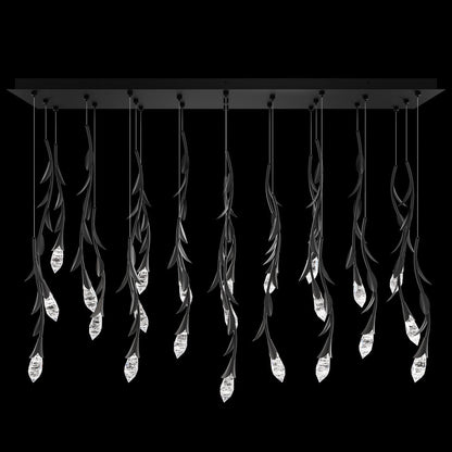 Modern Luxury Floating Branches Floral Crystal Chandelier with Rectangular Canopy for High-ceiling - Zelno Lighting