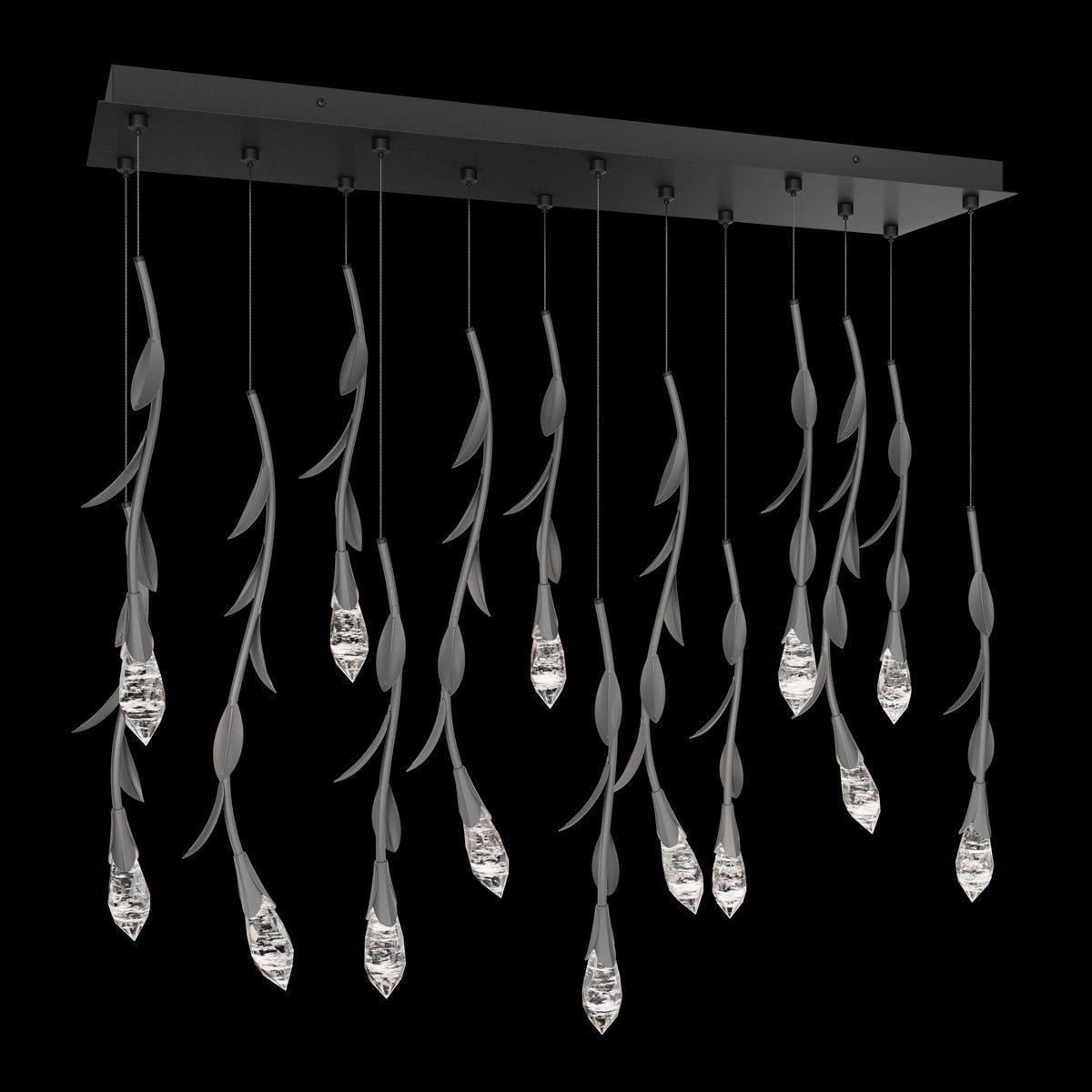 Modern Luxury Floating Branches Floral Crystal Chandelier with Rectangular Canopy for High-ceiling - Zelno Lighting