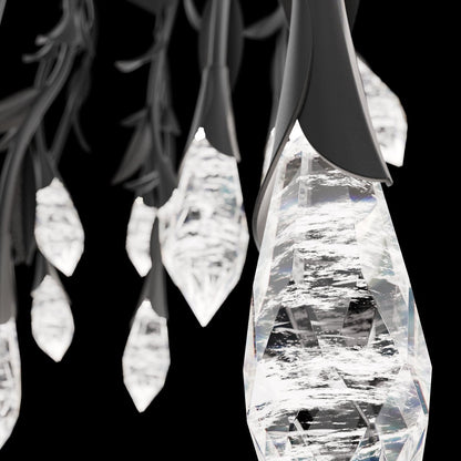 Modern Luxury Floating Branches Floral Crystal Chandelier with Rectangular Canopy for High-ceiling - Zelno Lighting