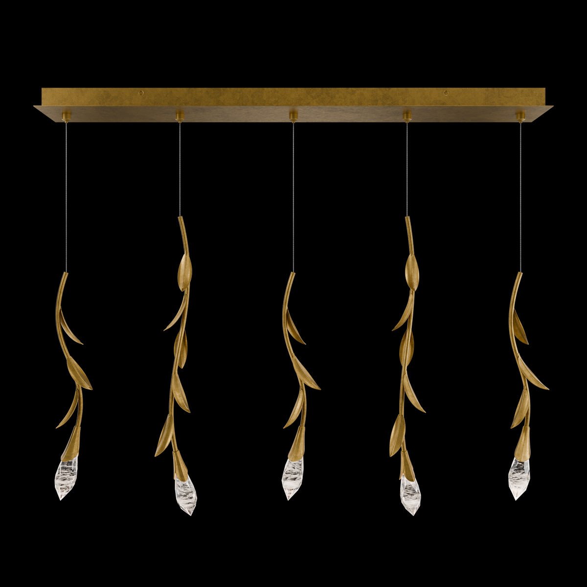 Modern Luxury Floating Branches Floral Crystal Chandelier with Rectangular Canopy for High-ceiling - Zelno Lighting