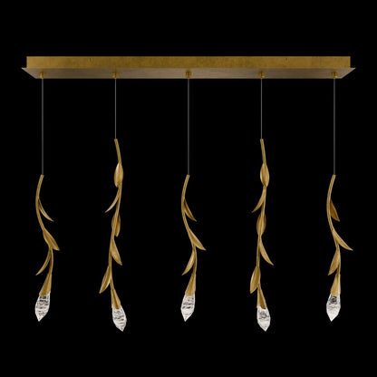 Modern Luxury Floating Branches Floral Crystal Chandelier with Rectangular Canopy for High-ceiling - Zelno Lighting