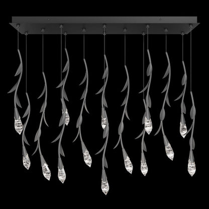 Modern Luxury Floating Branches Floral Crystal Chandelier with Rectangular Canopy for High-ceiling - Zelno Lighting