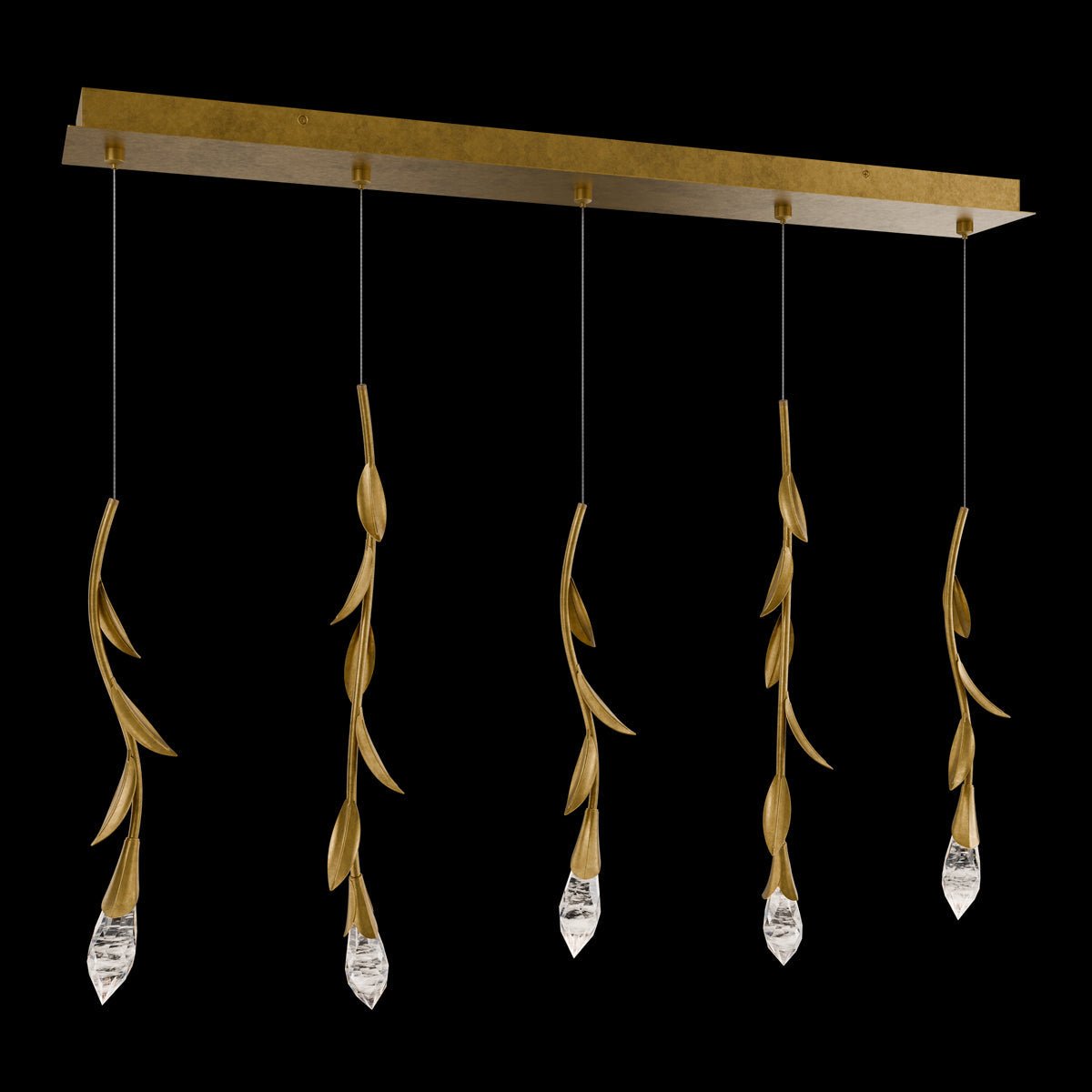 Modern Luxury Floating Branches Floral Crystal Chandelier with Rectangular Canopy for High-ceiling - Zelno Lighting