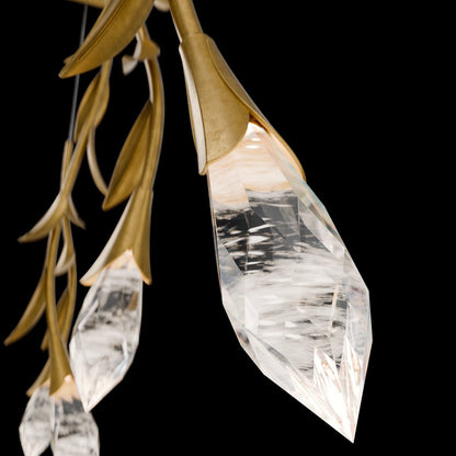 Modern Luxury Floating Branches Floral Crystal Chandelier with Rectangular Canopy for High-ceiling - Zelno Lighting