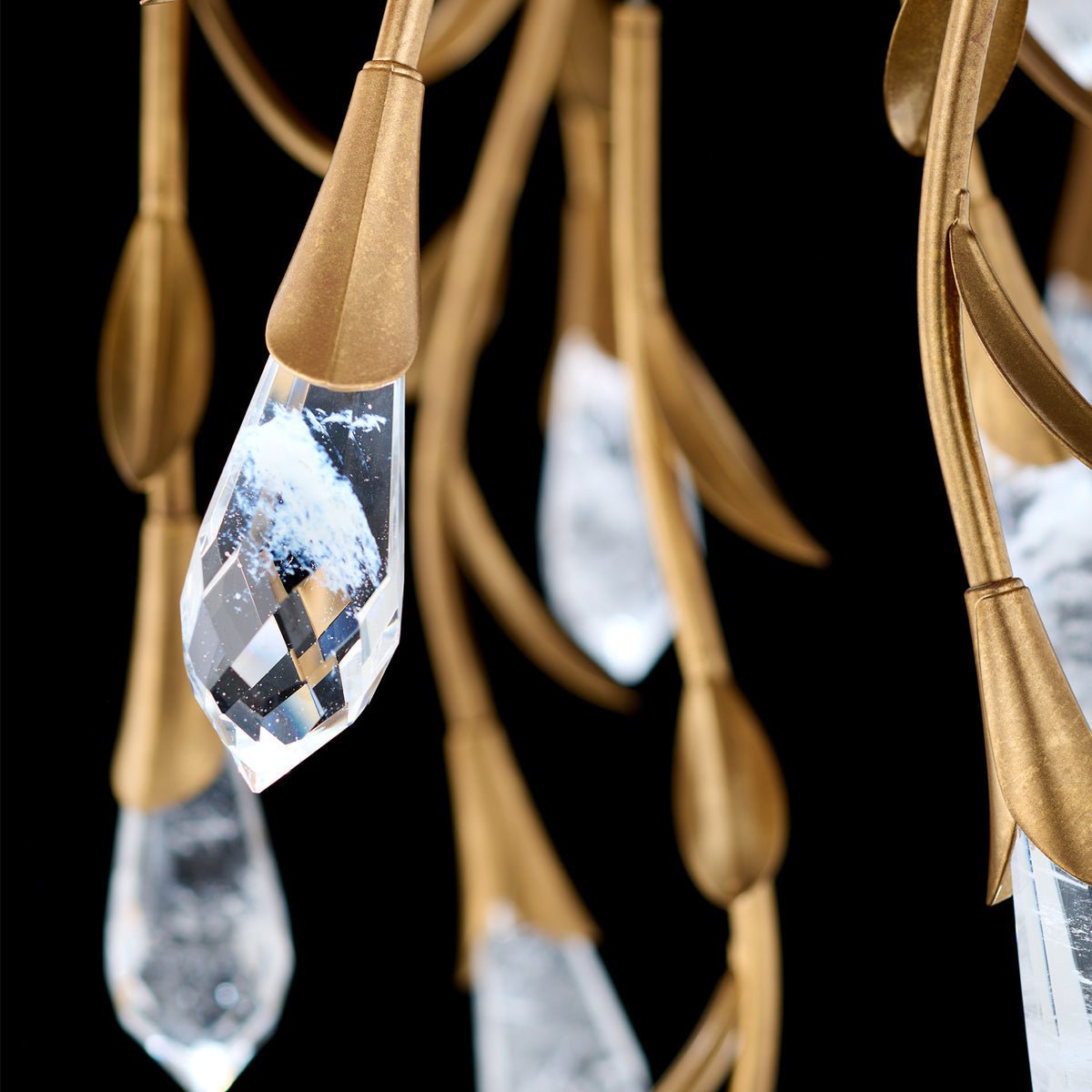 Modern Luxury Floating Branches Floral Crystal Chandelier with Round Canopy for High-ceiling - Zelno Lighting