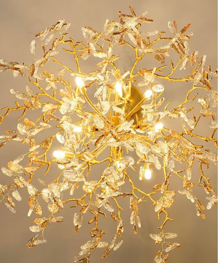 Modern Luxury Leaf Branch Glass Chandelier for Living/Dining Room/Bedroom - Zelno Lighting