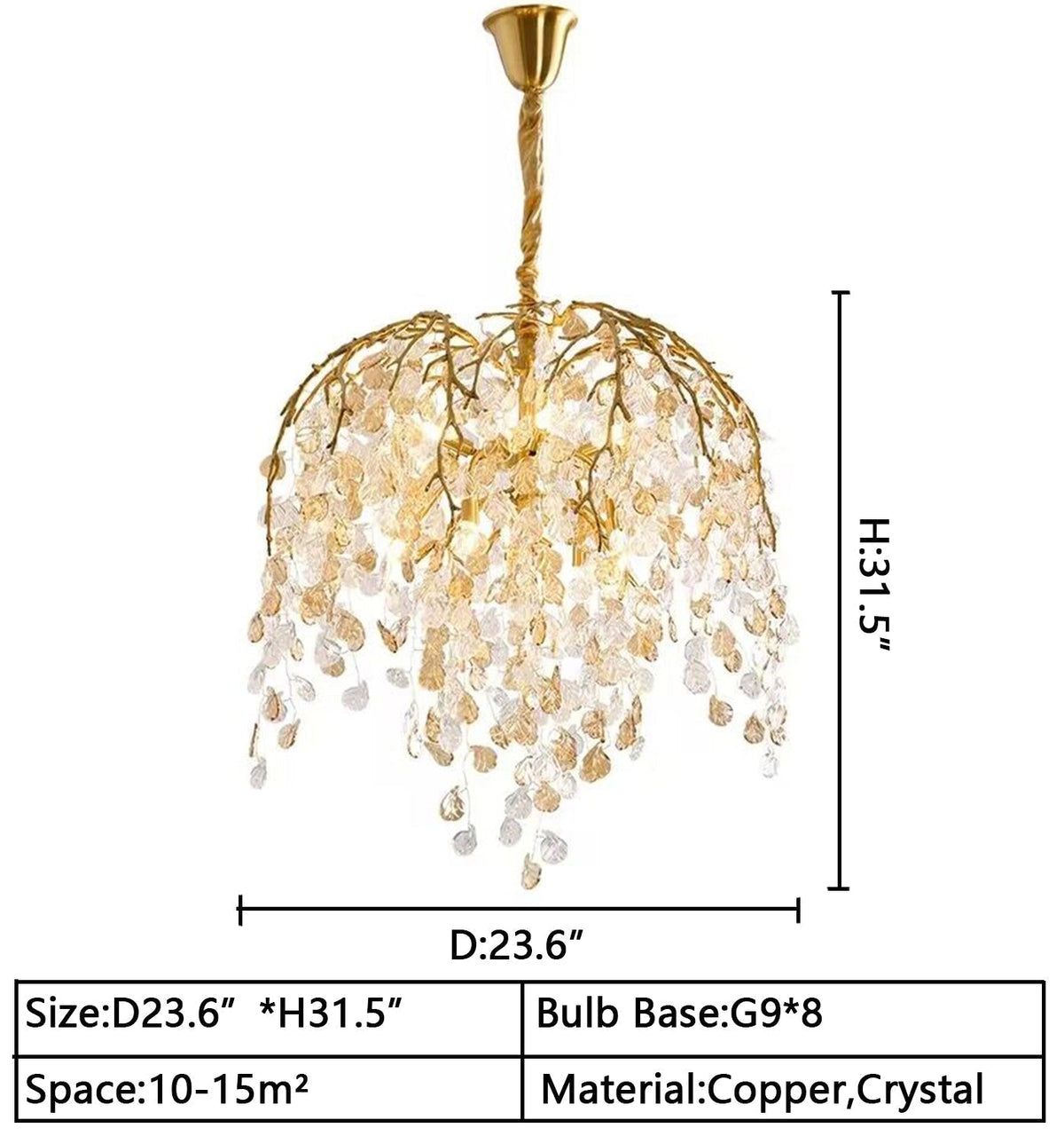 Modern Luxury Leaf Branch Glass Chandelier for Living/Dining Room/Bedroom - Zelno Lighting
