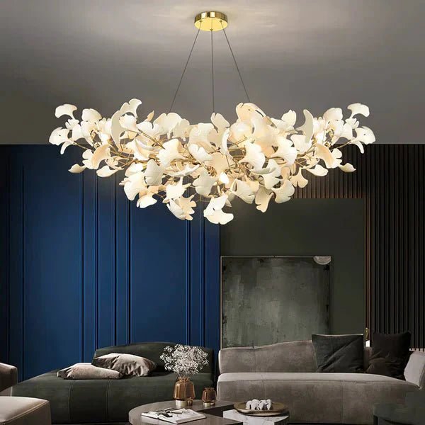 Modern Luxury Linear Ginkgo Ceramic Chandelier for Dining Room/Kitchen Island - Zelno Lighting
