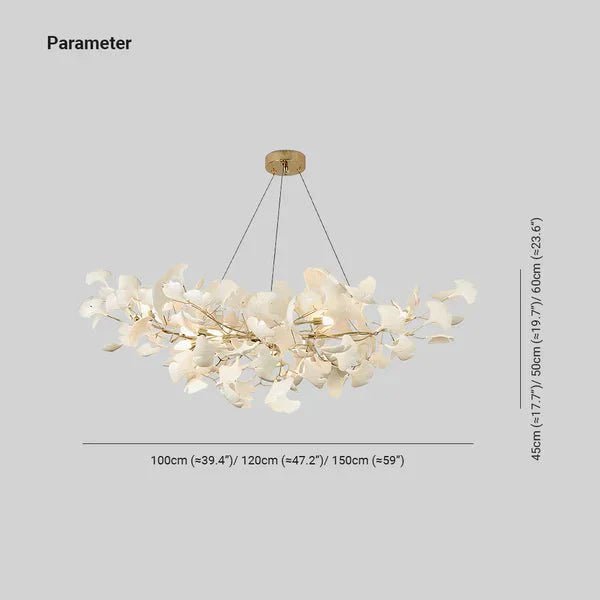 Modern Luxury Linear Ginkgo Ceramic Chandelier for Dining Room/Kitchen Island - Zelno Lighting