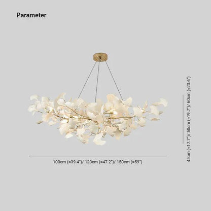 Modern Luxury Linear Ginkgo Ceramic Chandelier for Dining Room/Kitchen Island - Zelno Lighting