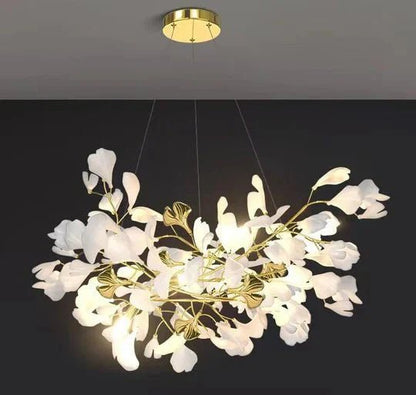 Modern Luxury Linear Ginkgo Ceramic Chandelier for Dining Room/Kitchen Island - Zelno Lighting