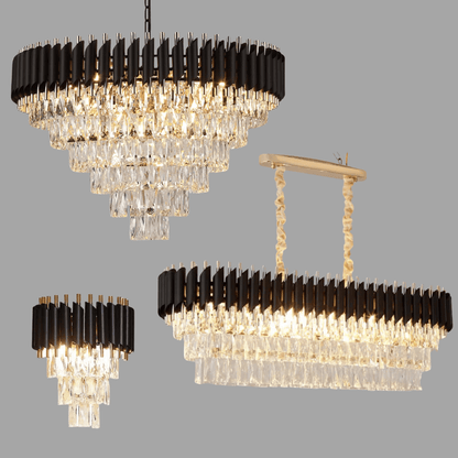 Modern Luxury Multi-Tier Oval/Round Crystal Tiered Chandelier - Zelno Lighting