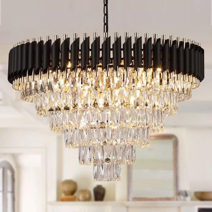 Modern Luxury Multi-Tier Oval/Round Crystal Tiered Chandelier - Zelno Lighting