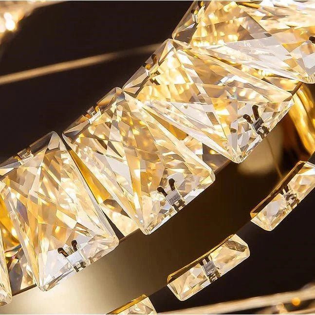 Modern Multi Gold Donuts Shape Crystal Chandelier Ring Round Light Fixture for Foyer Staircase - Zelno Lighting