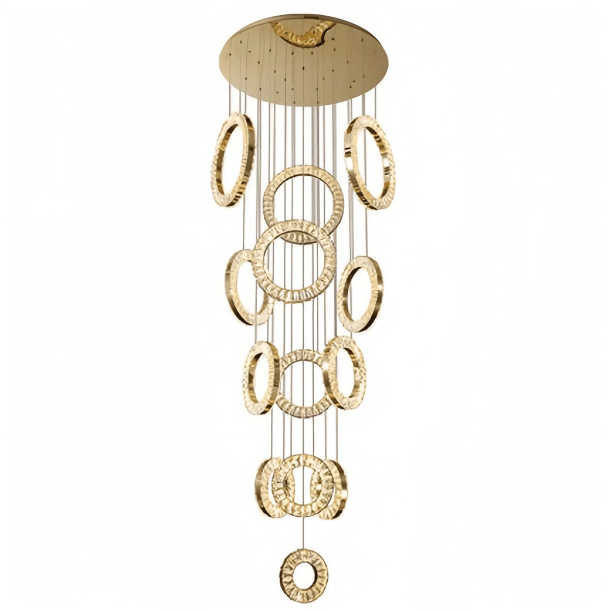 Modern Multi Gold Donuts Shape Crystal Chandelier Ring Round Light Fixture for Foyer Staircase - Zelno Lighting