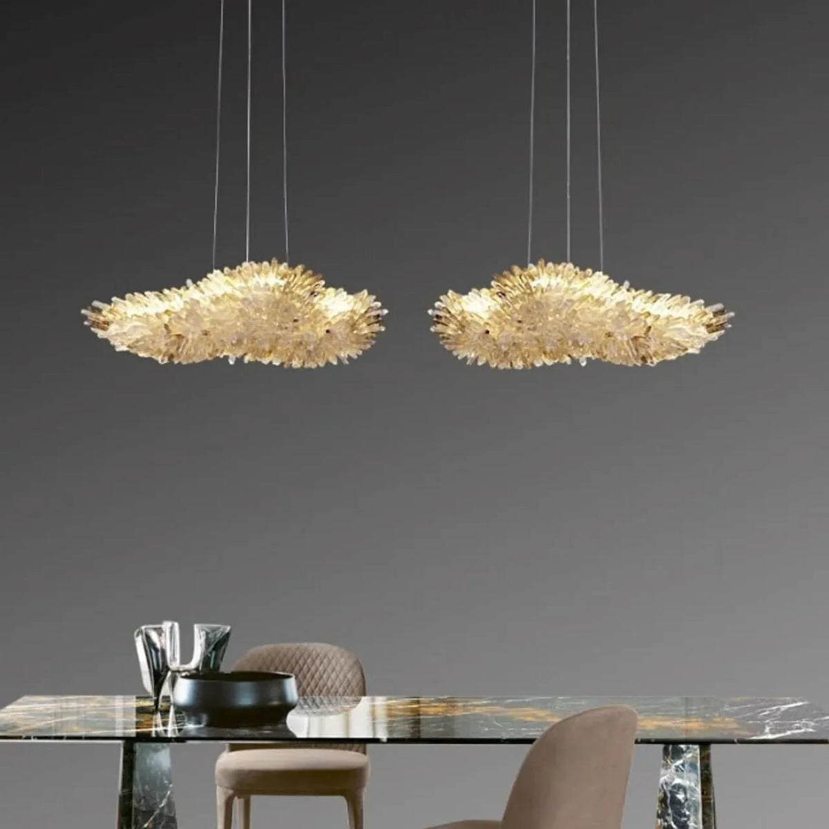 Modern Natural Crystal Wing Chandelier - Zelno Lighting