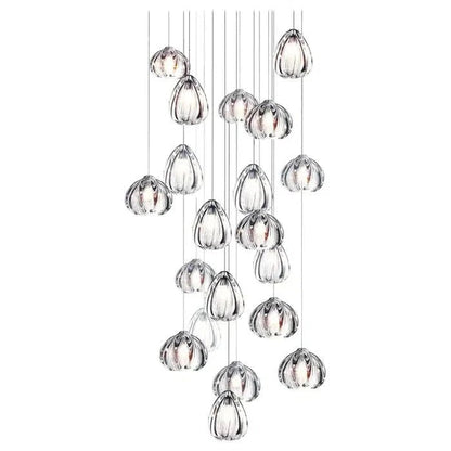Modern Nordic Style Hand Blown Glass Pendant Crystal Chandelier for Dining Room/Living Room/Stairwell - Zelno Lighting