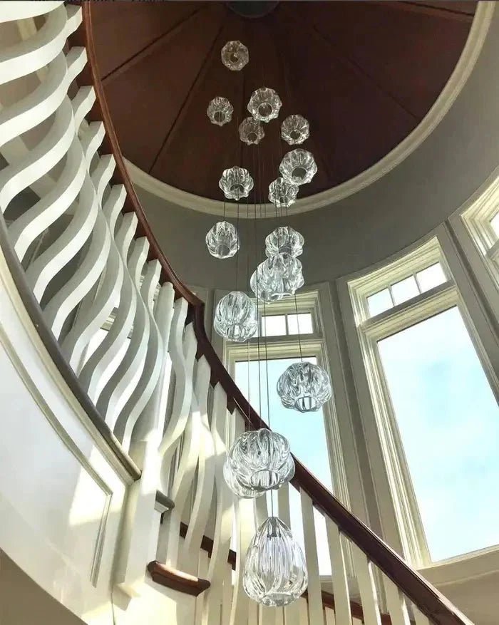 Modern Nordic Style Hand Blown Glass Pendant Crystal Chandelier for Dining Room/Living Room/Stairwell - Zelno Lighting