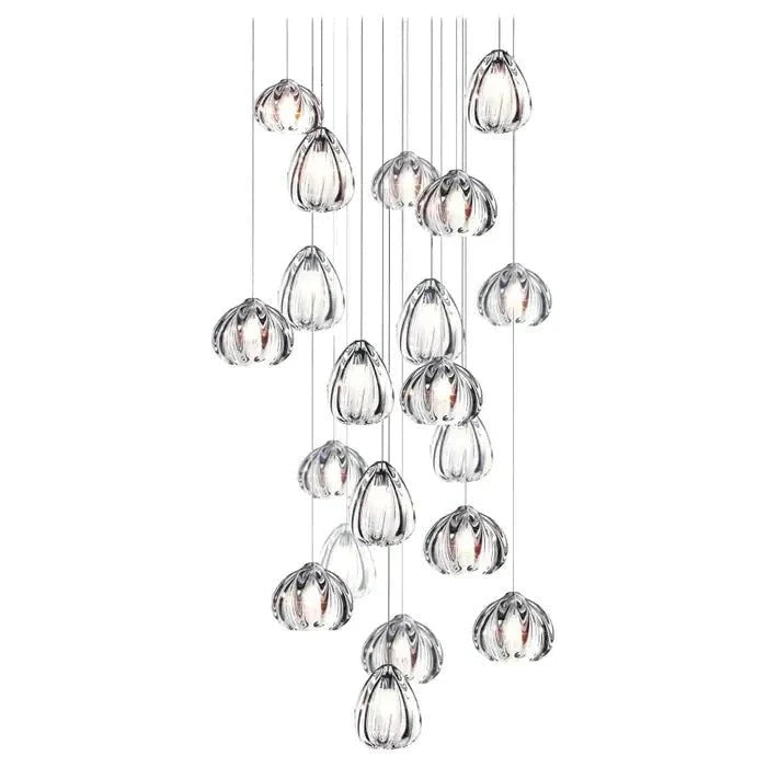 Modern Nordic Style Hand Blown Glass Pendant Crystal Chandelier For Dining Room/Living Room/Stairwell - Zelno Lighting