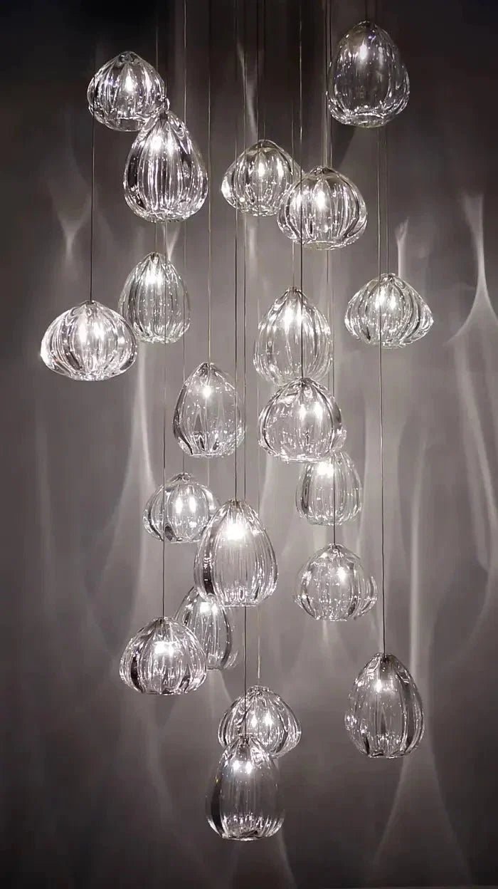 Modern Nordic Style Hand Blown Glass Pendant Crystal Chandelier for Dining Room/Living Room/Stairwell - Zelno Lighting
