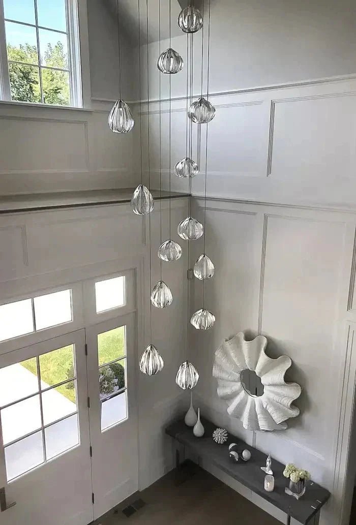 Modern Nordic Style Hand Blown Glass Pendant Crystal Chandelier For Dining Room/Living Room/Stairwell - Zelno Lighting