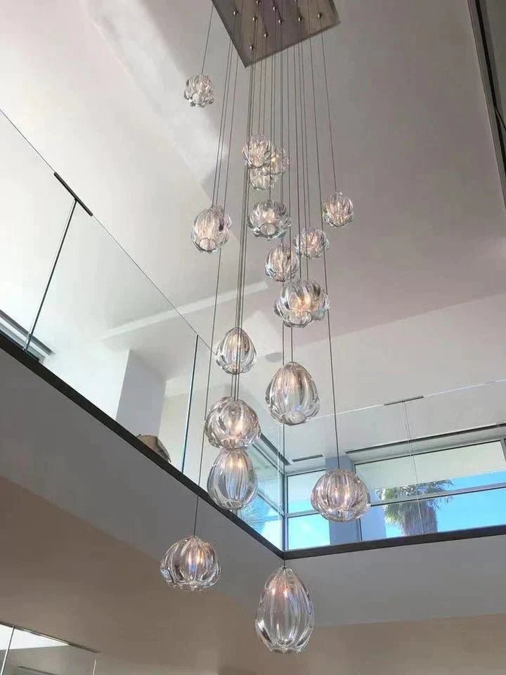 Modern Nordic Style Hand Blown Glass Pendant Crystal Chandelier For Dining Room/Living Room/Stairwell - Zelno Lighting