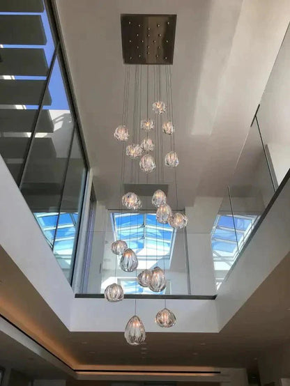 Modern Nordic Style Hand Blown Glass Pendant Crystal Chandelier For Dining Room/Living Room/Stairwell - Zelno Lighting