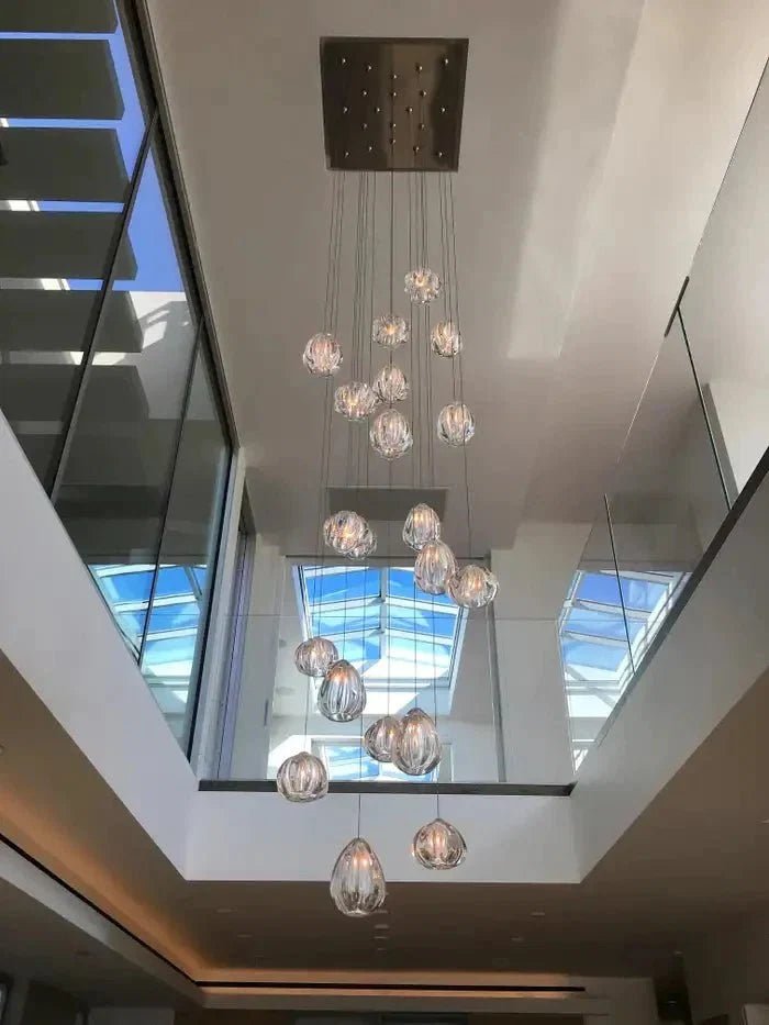 Modern Nordic Style Hand Blown Glass Pendant Crystal Chandelier for Dining Room/Living Room/Stairwell - Zelno Lighting