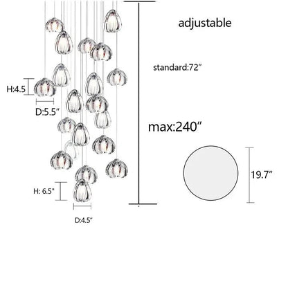 Modern Nordic Style Hand Blown Glass Pendant Crystal Chandelier for Dining Room/Living Room/Stairwell - Zelno Lighting