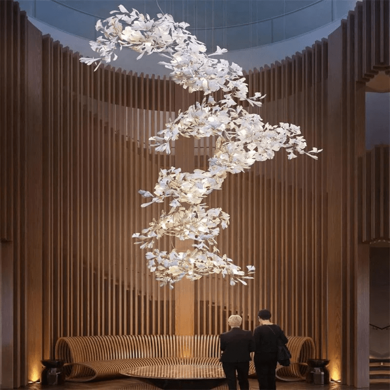 Modern Porcelain Ginkgo Branch Chandelier - Zelno Lighting