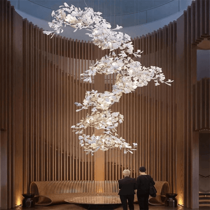 Modern Porcelain Ginkgo Branch Chandelier - Zelno Lighting
