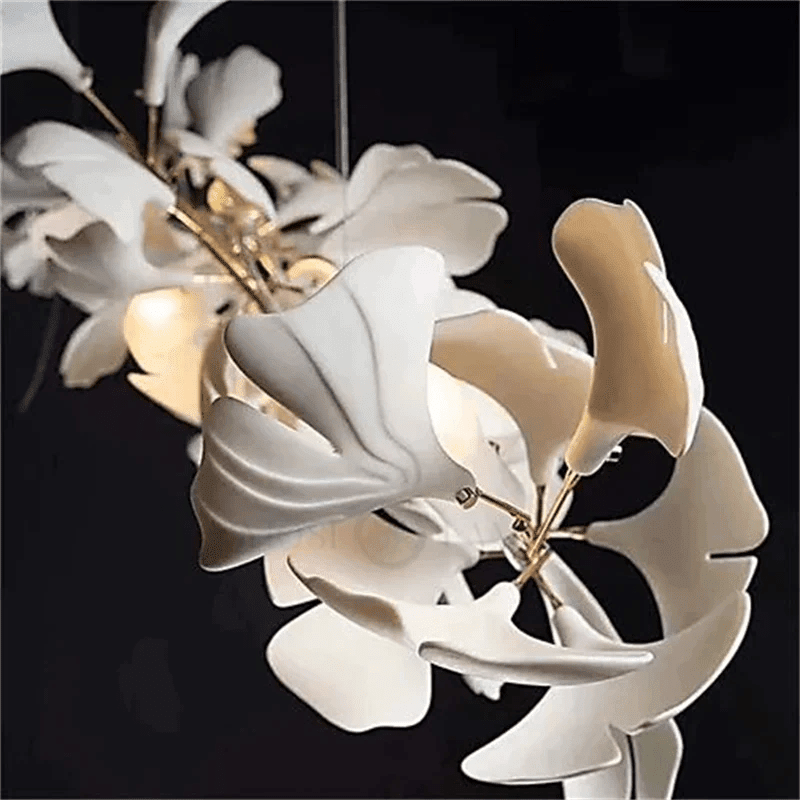 Modern Porcelain Ginkgo Branch Chandelier - Zelno Lighting