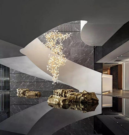 Modern Porcelain Ginkgo Branch Chandelier - Zelno Lighting