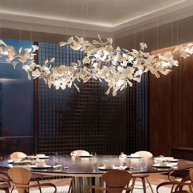 Modern Porcelain Ginkgo Branch Chandelier - Zelno Lighting
