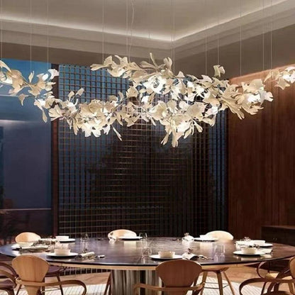 Modern Porcelain Ginkgo Branch Chandelier - Zelno Lighting