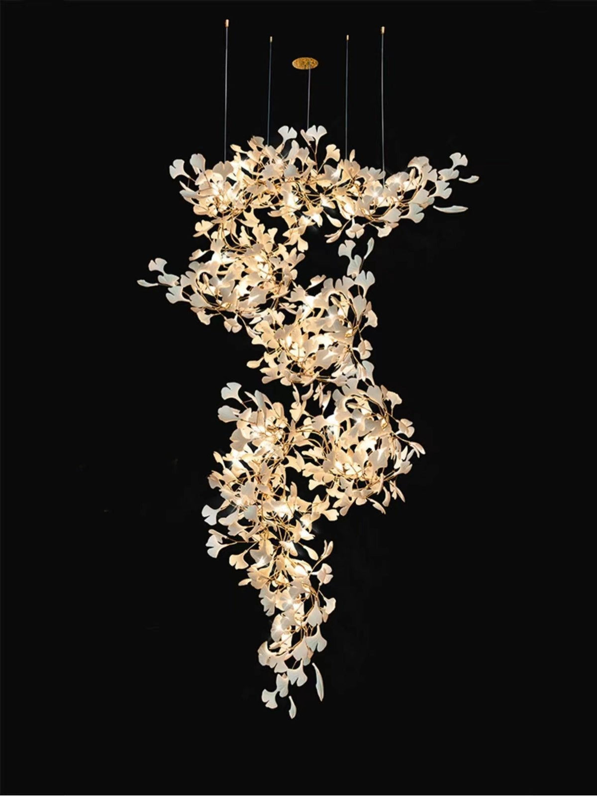 Modern Porcelain Ginkgo Branch Chandelier - Zelno Lighting